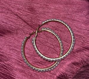 Pearl Embellished Hoop Earrings