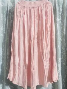 Pink Crinkled A-line Skirt