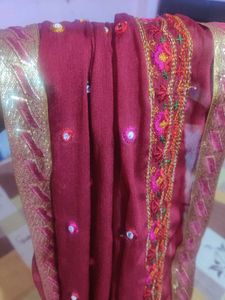 Maroon Embroidered Dupatta