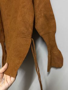 Brown V-Neck Knit Top
