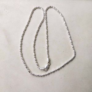 Pure Silver ._. Dot Ball Mix Snack Chain  22&#34;inc