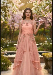 New Peach Embroidered Dress