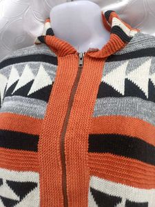 Men Colorful Patterned Knit Jacket