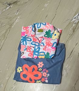 Crop Top And High Pant Set For Girl