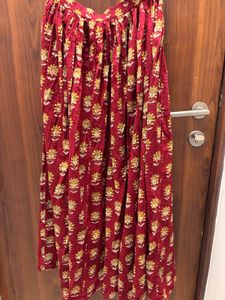Maroon Floral Print Ethnic Skirt