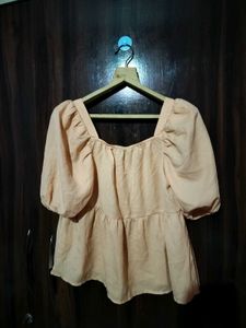 Peach Puff Sleeve Top