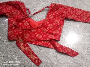 Red Printed Saree Blouse