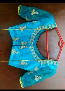 Teal &amp; Gold Embroidered Lehenga