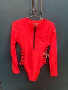 Neon Coral Cutout Bodysuit