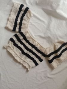 Crochet Embellished Off Shoulder Crop Top