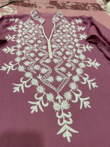 Pure Lakhnavi Embroidered A Line Kurti