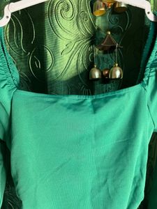 Green Ruched Mini Dress