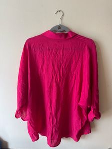 Hot Pink Linen Button-Down