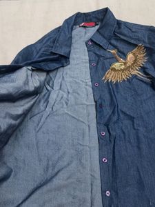 SF blue denim shirt with bell sleeves XL