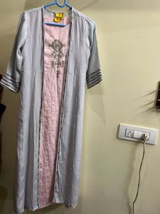 Elegant Pink &amp; light blue Kurta Set