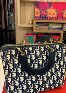 Christian Dior Oblique Canvas Tote – Navy Blue