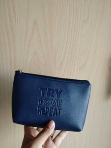 Navy 'Try Love Repeat' Pouch
