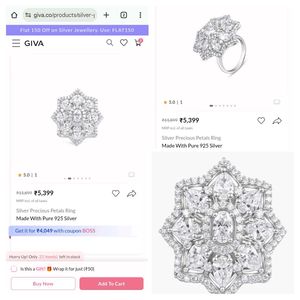 GIVA Petals Floral Silver Ring
