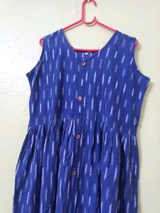 Blue Ikat Sleeveless Dress