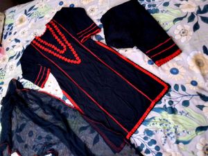 Pakistani Black &amp; Red Kurta Set