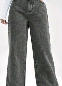 Gray Wide Leg Jeans