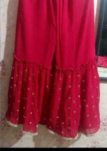 Red Embroidered Sharara Set