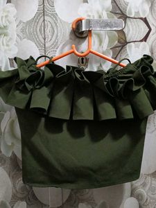 Olive Green Ruffle Top