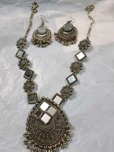 Silver Mirror Jewellery Set ,Ring , Bracelet