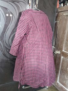 Red & Black Checkered Oversized Top