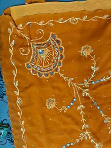 Elegant Orange Saree with Blouse