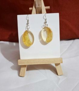 Resin Dangle Earrings with real leaf inside