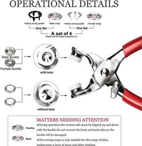 100PC Silver Button Thickened Snap Fasteners Kit