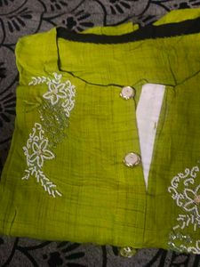 Lime Green Embroidered Kurti