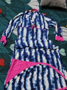 Blue & White Striped Kurta Set