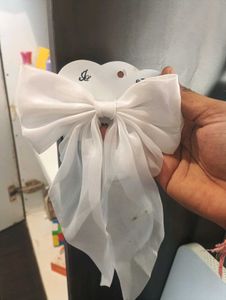 White Bow Hair Accessory
