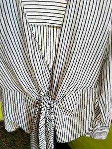 Forever New Blue stripped knot top