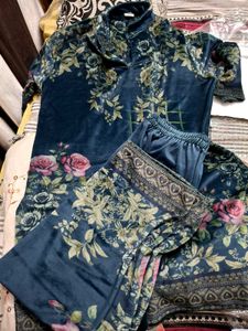 New Floral Velvet Kurta Set