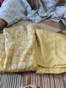 Yellow Printed Kurta Set