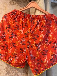 Red Floral Print Shorts- Waist- 30 Strechable