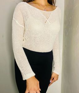 Cream Knit Long Sleeve Top