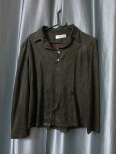 Vintage Style Brown Long Sleeve Top