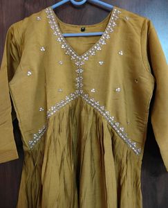 Elegant Mustard Anarkali Dress