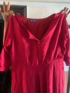 Red Long Anarkali Kurti