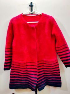 premium imported red and black striped knit cardig