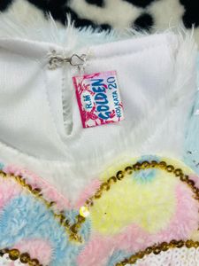 White Baby Girl Frock Set For Winter