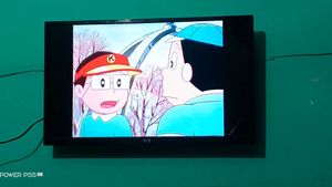 Used TV with Doraemon playing