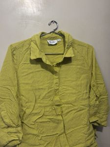Green Button-Down Shirt with black plazzo pant