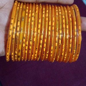 Yellow Gold Glitter Bangles (Set)