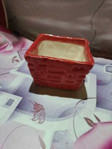 Red Ceramic Brick-Patterned Planter