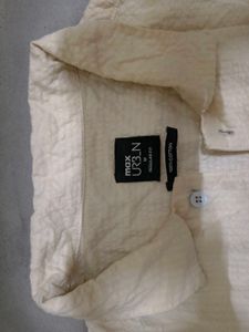 Cream Texture Camp Collar Shirt